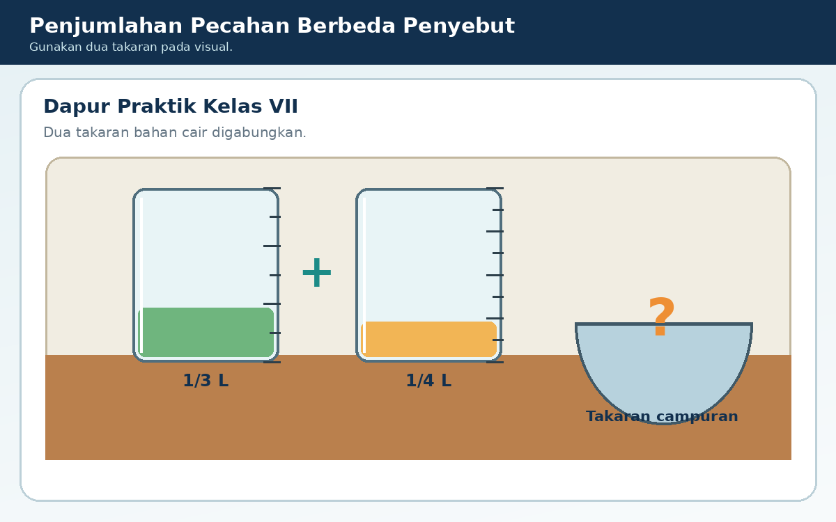 Gelas ukur 1/3 L dan 1/4 L.