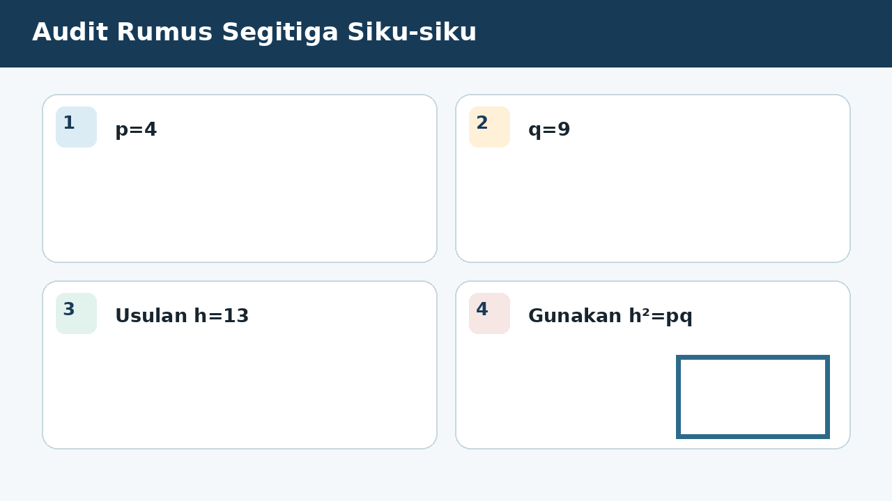 Visual soal 5: Audit Rumus Segitiga Siku-siku