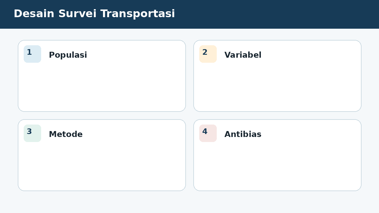 Visual soal 8: Desain Survei Transportasi